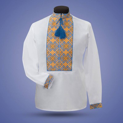 Embroidered shirt "Classic" yellow&blue